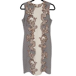 J. McLaughlin Sleeveless Paisley Floral Sheath Dress Size Medium Feminine‎